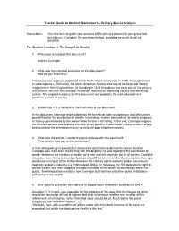 Primary Source Analysis Instructions