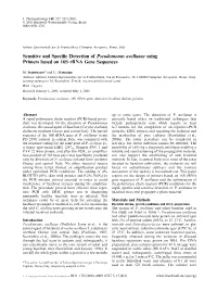 Sensitive and Specific Detection of Pseudomonas Avellanae Using