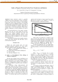 Study on Magnetic Materials Used in Power Transformer and Inductor
