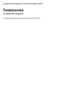 Testimonies Including Index of Epistles
