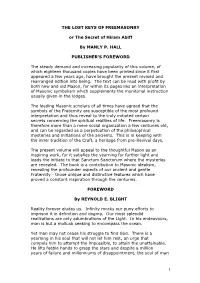 THE LOST KEYS of FREEMASONRY Or the Secret of Hiram Abiff By