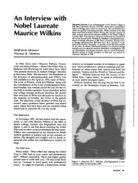An Interview with Nobel Laureate Maurice Wilkins