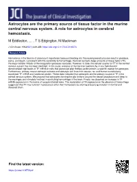Astrocytes Are the Primary Source of Tissue Factor in the Murine Central Nervous System