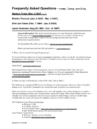 Frequently Asked Questions - Comp.Lang.Prolog