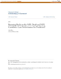 Running Backs in the Nfl Draft and Nfl Combine: Can Performance Be Predicted?