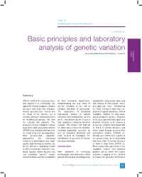 Basic Principles and Laboratory Analysis of Genetic Variation Jesus Gonzalez-Bosquet and Stephen J