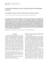 Growth and Fruit Quality of 'Kyoho' Grapevines Grafted On