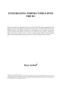 Integrating North Cyprus Into the Eu