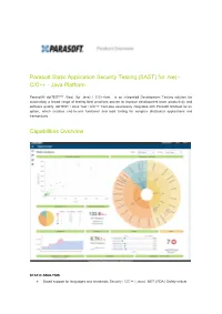Parasoft Static Application Security Testing (SAST) for .Net - C/C++ - Java Platform