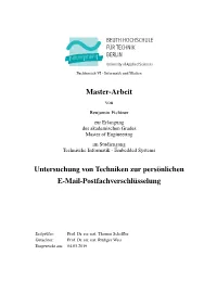 Untersuchung Von Techniken Zur Persönlichen E-Mail-Postfachverschlüsselung
