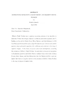 ABSTRACT DIOPHANTINE GENERATION, GALOIS THEORY, and HILBERT’S TENTH PROBLEM by Kendra Kennedy April, 2012