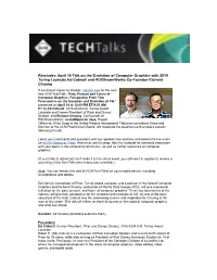 April 14 Talk on the Evolution of Computer Graphics with 2019