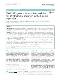 CDKN2BAS Gene Polymorphisms and the Risk of Intracranial Aneurysm In