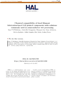 Chemical Compatibility of Fused Filament Fabrication-Based 3-D