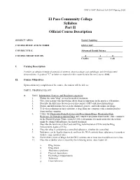 El Paso Community College Syllabus Part II Official Course Description