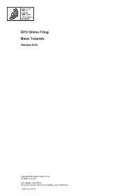 EPO Online Filing Basic Tutorials