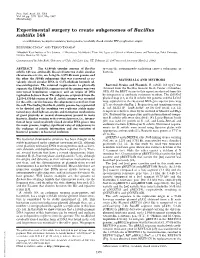 Experimental Surgery to Create Subgenomes of Bacillus Subtilis 168 (Recombination͞neomycin Resistance͞main Genome͞covalently Closed Circular Dna͞replication Origin)
