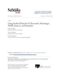Using Archival Data for IO Research