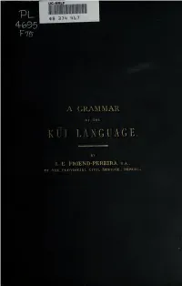 A Grammar of the Kui Language