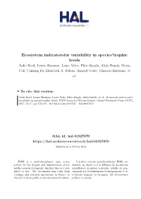 Ecosystem Indicatorsfor Variability in Species'trophic Levels