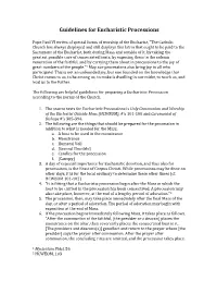Guidelines for Eucharistic Processions