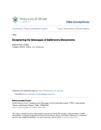Deciphering the Messages of Baltimore's Monuments