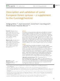 Description and Validation of Some European Forest Syntaxa – a Supplement to the Eurovegchecklist