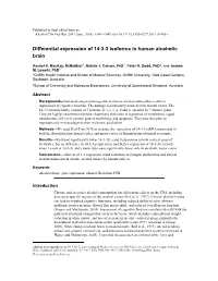 Differential Expression of 14-3-3 Isoforms in Human Alcoholic Brain