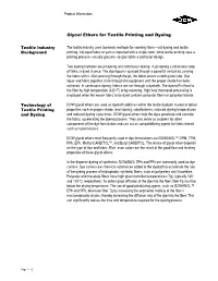 Glycol Ethers for Textile Printing and Dyeing Product Data Sheet