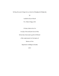 Rolfing: Structural Integration As American Metaphysical Religiosity
