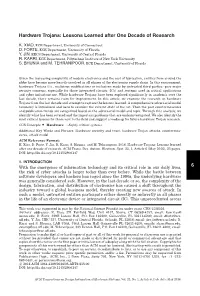 6 Hardware Trojans: Lessons Learned After One Decade of Research