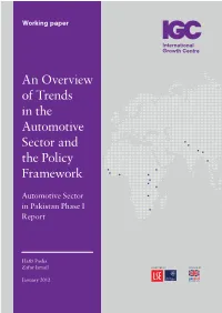 An Overview of Trends in the Automotive Sector and the Policy Framework