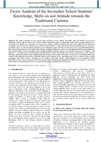 Factor Analysis of the Secondary School Students' Knowledge, Skills