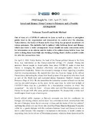 INSS Insight No. 1309, April 27, 2020 Israel and Hamas: from Corona to Prisoners and a Possible Arrangement