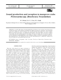 Sound Production and Reception in Mangrove Crabs Perisesarma Spp
