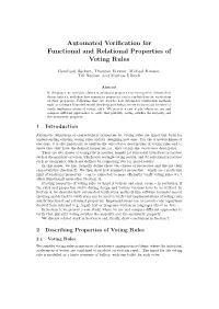 Automated Verification for Functional and Relational Properties of Voting