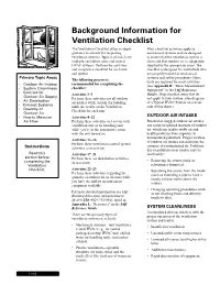 Background Information for Ventilation Checklist