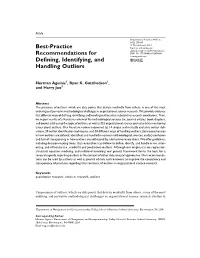 Best-Practice Recommendations for Defining, Identifying, and Handling