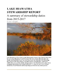 LAKE HIAWATHA STEWARDSHIP REPORT a Summary of Stewardship Duties from 2015-2017 by Sean Connaughty