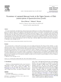 Occurrence of Sauropod Dinosaur Tracks in the Upper Jurassic of Chile (Redescription of Iguanodonichnus Frenki)