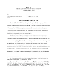 Report to Congress Regarding the ) IB Docket No