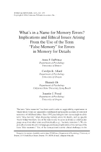 What's in a Name for Memory Errors? Implications and Ethical Issues