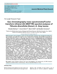 (GC-MS/FTIR) Spectral Analyses of Tithonia Diversifolia (Hemsl.) A