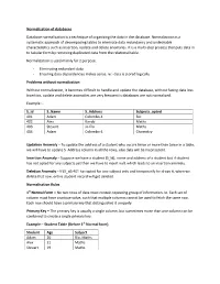 Normalization of Databases