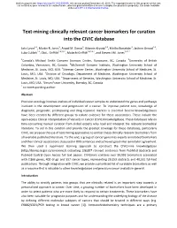 Text-Mining Clinically Relevant Cancer Biomarkers for Curation Into the Civic Database