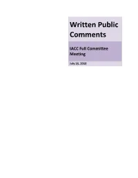 Written Public Comments