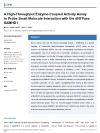 A High-Throughput Enzyme-Coupled Activity Assay to Probe Small Molecule Interaction with the Dntpase SAMHD1