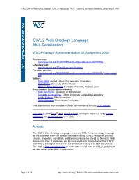 OWL 2 Web Ontology Language XML Serialization W3C Proposed Recommendation 22 September 2009