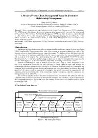 A Model of Value Chain Management Based on Customer Relationship Management
