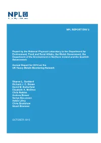 Annual Report for 2014 on the UK Heavy Metals Monitoring Network